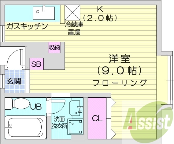 1K、エアコン、灯油暖房、ネット無料、独立洗面台
