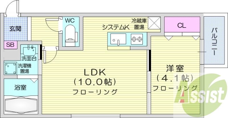 1LDK、ネット無料、エアコン、システムキッチン、灯油暖房