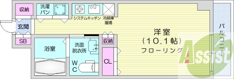 1K、エアコン、シャワートイレ、洗面化粧台
