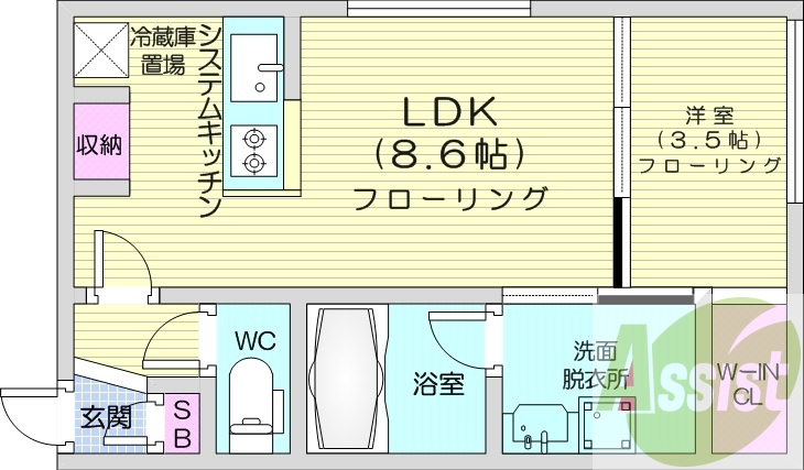 1LDK、エアコン、ペット飼育可能、ネット無料