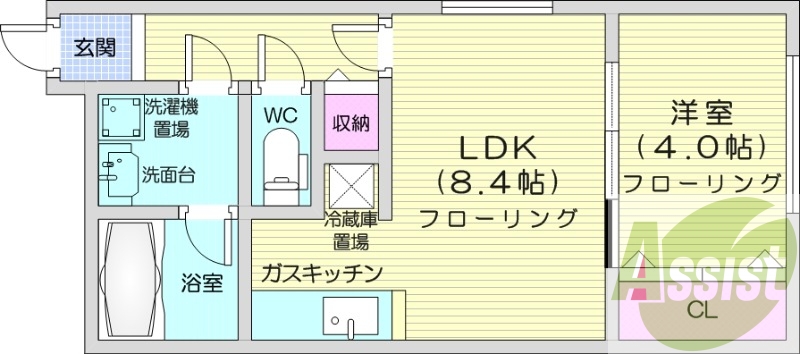 1LDK、クローゼット、灯油暖房、ネット使用料不要