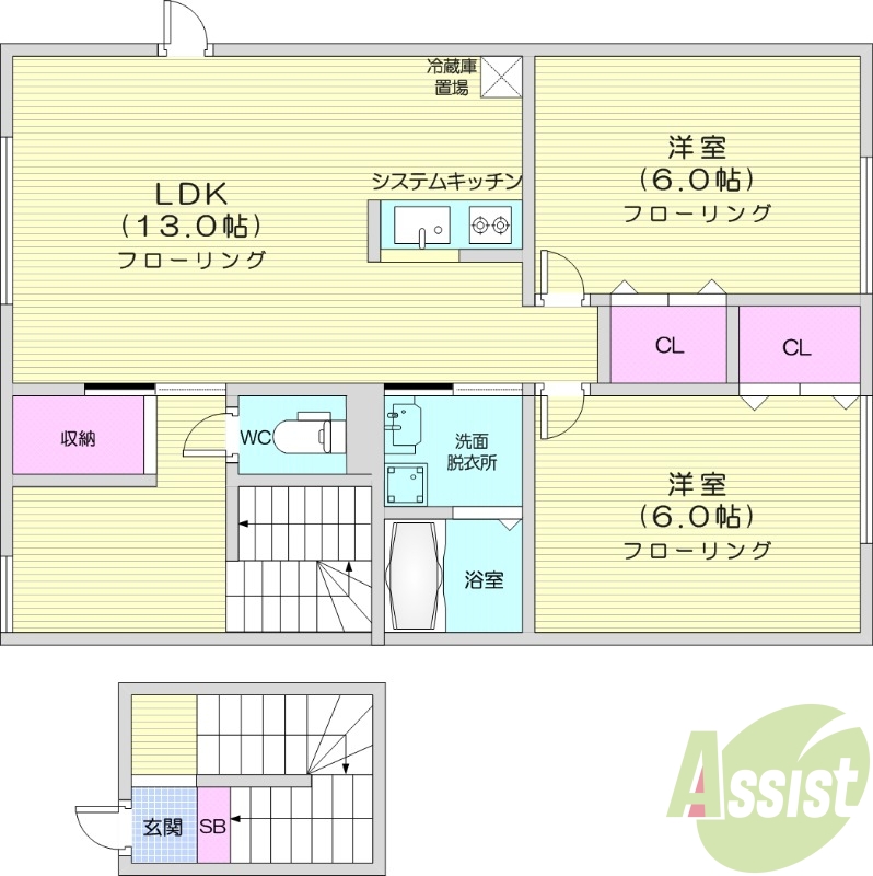 2LDK、ガス定額、エアコン、追い焚き、ネット無料