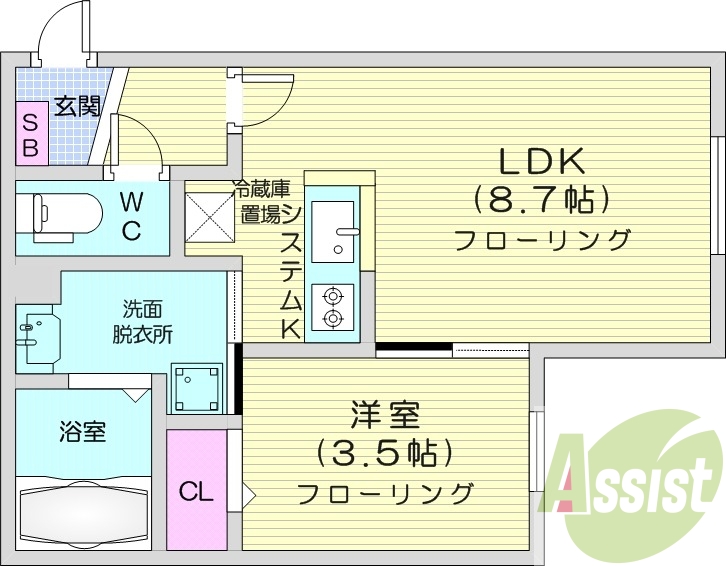 1LDK、エアコン、ペット飼育可能、ネット無料