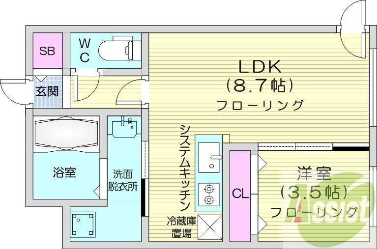 1LDK、エアコン、ペット飼育可能、ネット無料