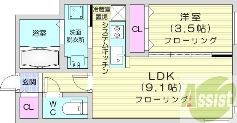 1LDK、エアコン、ペット飼育可能、ネット無料