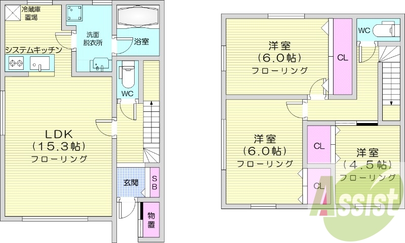3LDK、エコジョーズ、システムキッチン