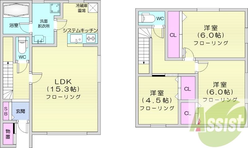 3LDK、エコジョーズ、システムキッチン