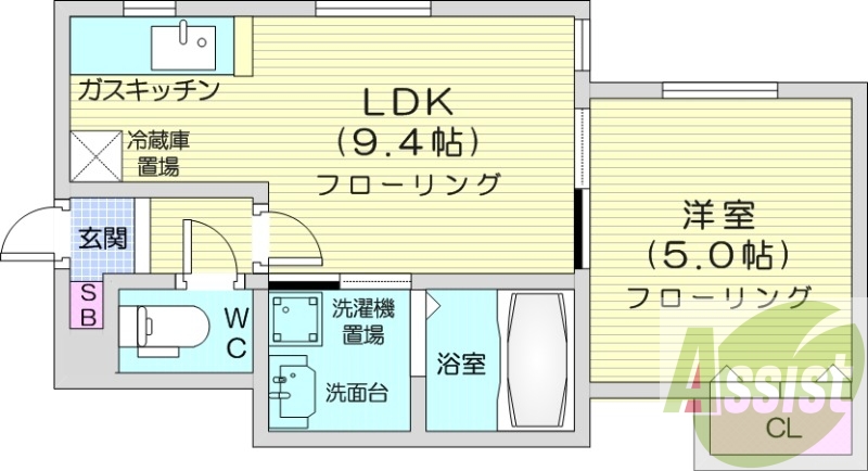 1LDK、独立洗面台、バス・トイレ別、オートロック