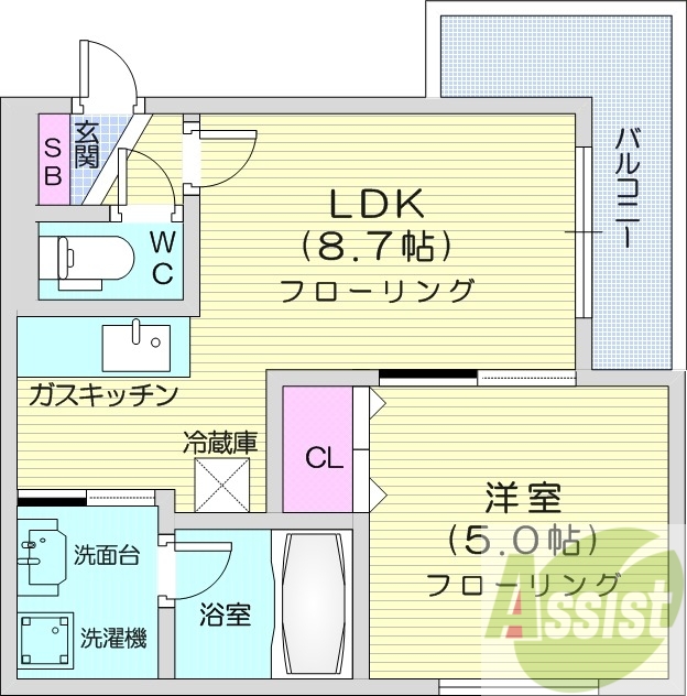 1LDK、エアコン、ネット無料、オートロック