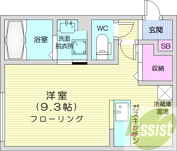 1K、灯油暖房、角部屋、オートロック、ネット無料