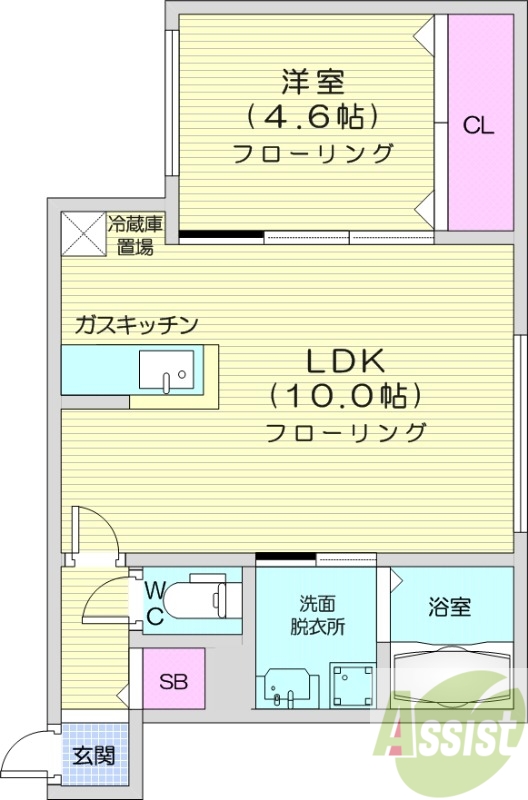 1LDK、エアコン、独立洗面台、ネット無料