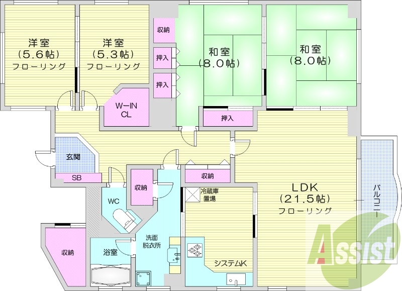 2LDK＋S、システムキッチン、エアコン、給湯灯油、暖房灯油