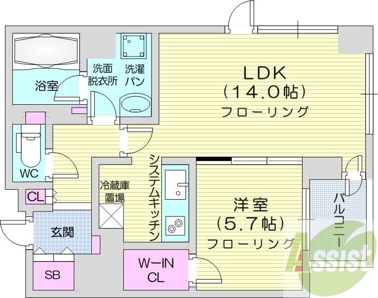 1LDK、都市ガス、浴室乾燥、追い焚き、エアコン