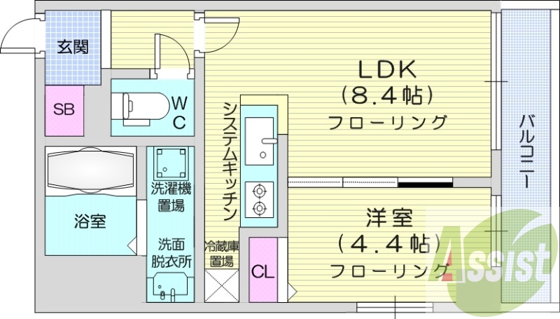 1LDK、収納、都市ガス、ネット無料、宅配BOX