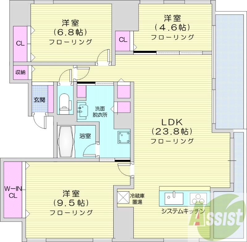 3LDK、エアコン、追い焚き、ウォシュレット