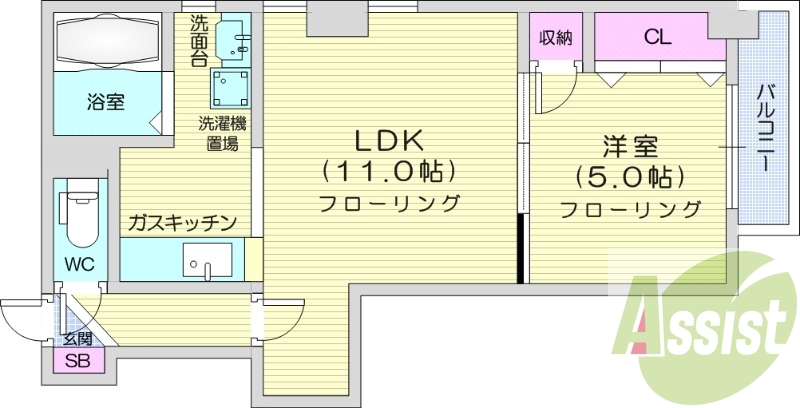 1LDK、灯油暖房、シャンプードレッサー、トランクルーム