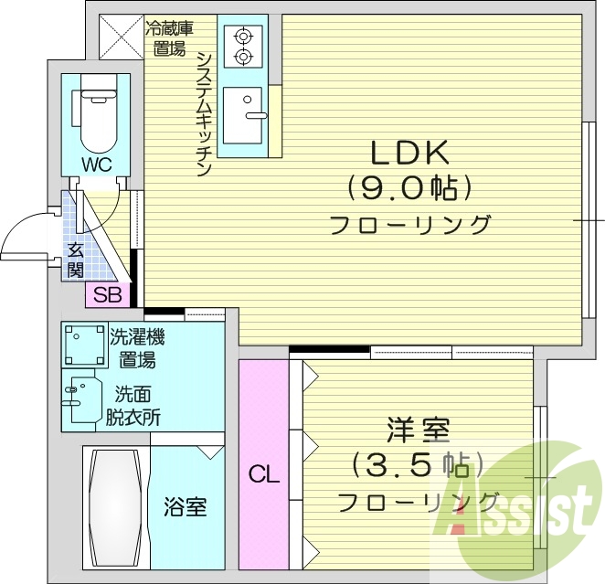 1LDK、エアコン、灯油暖房、ネット無料、収納