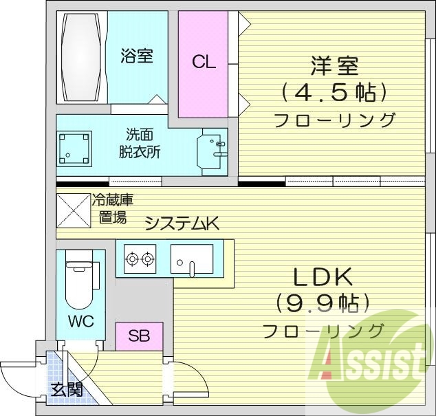1LDK、エアコン、都市ガス、浴室乾燥機