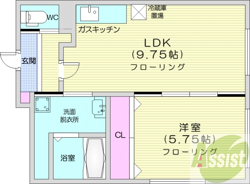 1LDK、ネット無料、システムキッチン
