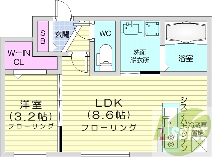 1LDK、エアコン、独立洗面台、灯油暖房、ネット無料
