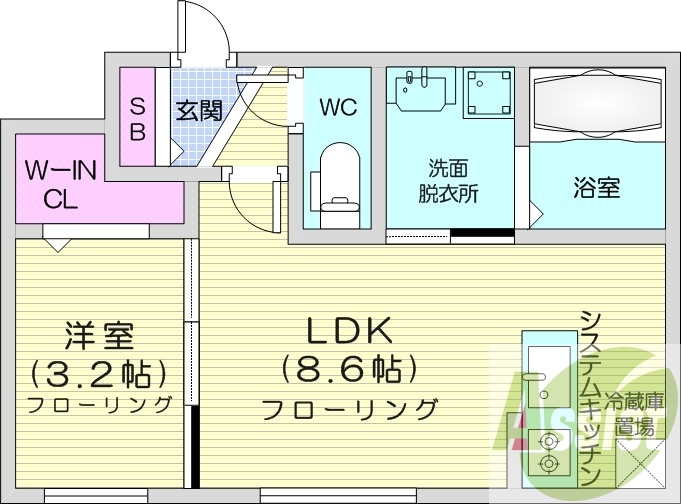 1LDK、エアコン、独立洗面台、灯油暖房、ネット無料