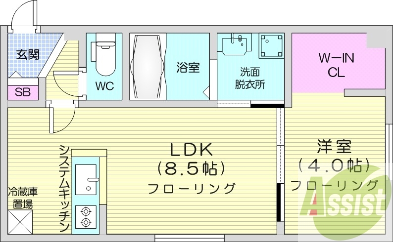 1LDK、エアコン、浴室乾燥機、ペット飼育可能