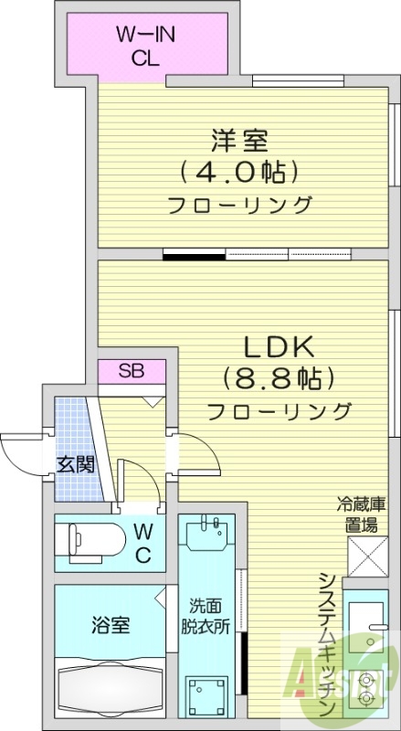 1LDK、エアコン、浴室乾燥機、ペット飼育可能