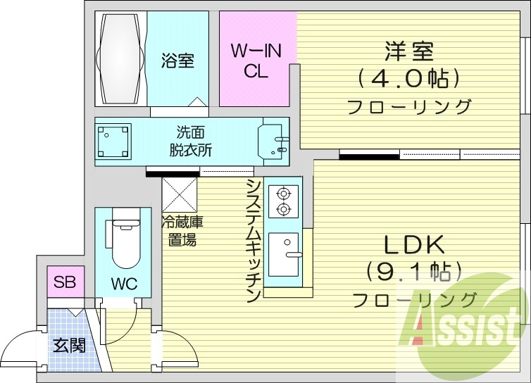 1LDK、エアコン、浴室乾燥機、ペット飼育可能