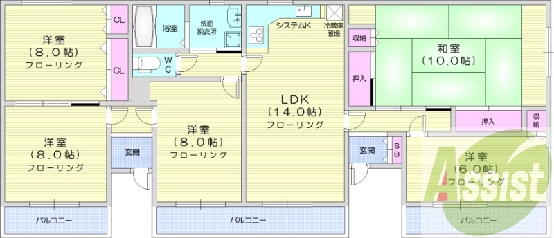 5LDK、オール電化、バストイレ別、独立洗面台