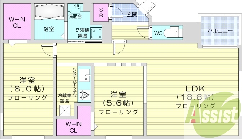 2LDK、エコジョーズ、１坪バス、エアコン、システムキッチン