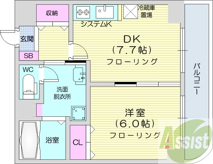 1LDK、都市ガス、オートロック、エアコン