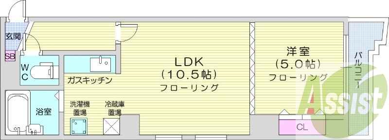1LDK、オートロック、ネット無料、オートロック