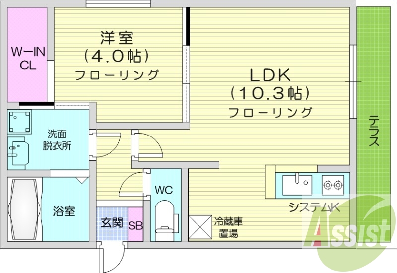 1ＬＤＫ、エアコン、都市ガス、ネット無料