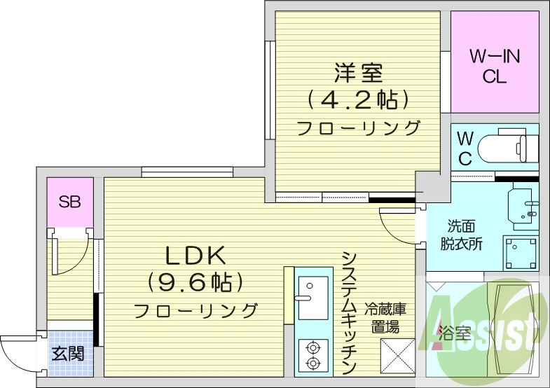 1ＬＤＫ、エアコン、都市ガス、ネット無料
