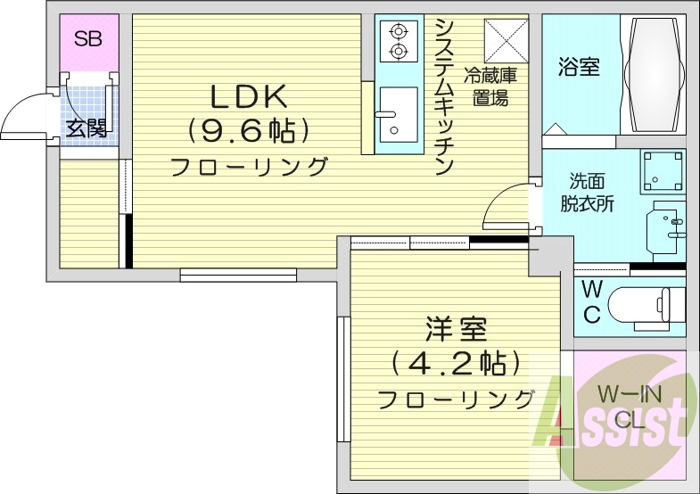 1ＬＤＫ、エアコン、都市ガス、ネット無料