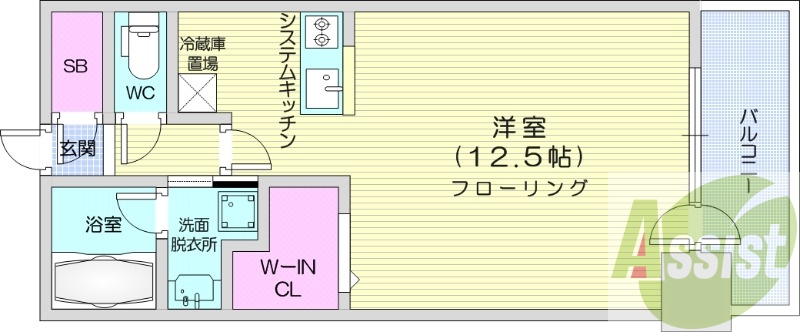 ワンルーム、分譲、都市ガス、ネット無料、床暖房、浴室乾燥機