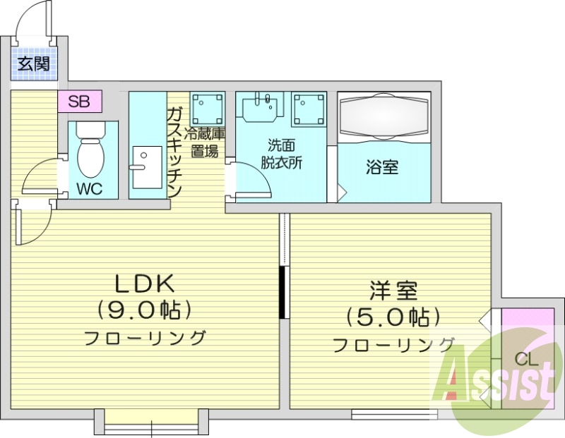 1LDK、灯油暖房、カメラ付きインターホン
