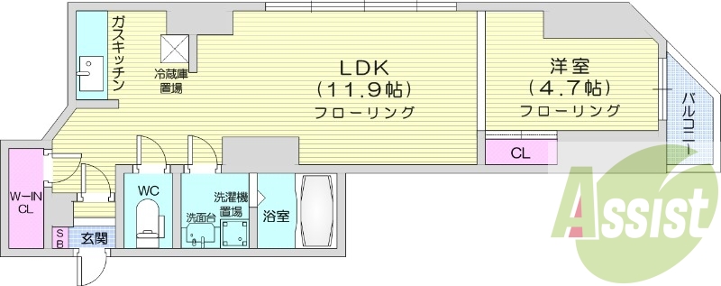 1LDK、灯油FF暖房、独立洗面台、オートロック、エアコン