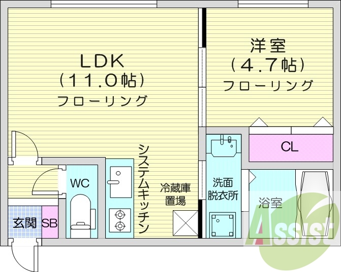 1LDK、エアコン、暖房、ネット無料