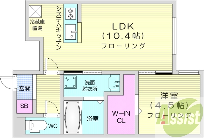 1LDK、エアコン、都市ガス、ペット飼育可