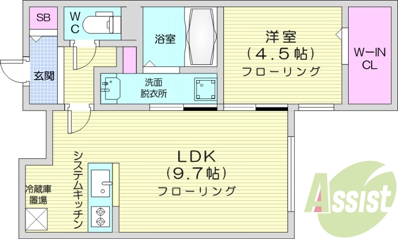 1LDK、エアコン、都市ガス、ペット飼育可