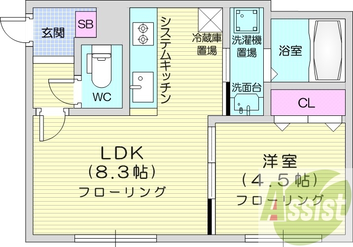 1LDK、インターネット使用料不要、エアコン