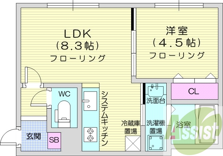 1LDK、インターネット使用料不要、エアコン