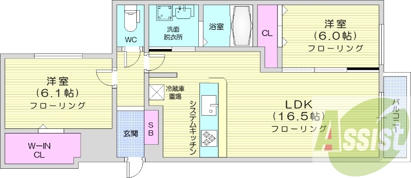 2LDK、エアコン、都市ガス、ペット飼育可