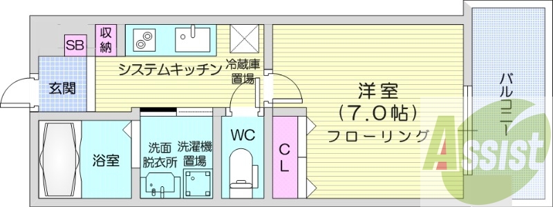 1K、エアコン、ペット可、オートロック、