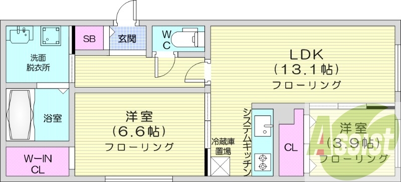 2LDK、エアコン、Ｅフラット、浴室乾燥機
