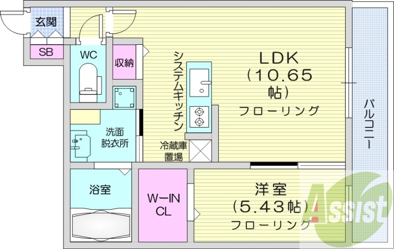 1LDK、都市ガス、エアコン、浴室乾燥機、独立洗面台、