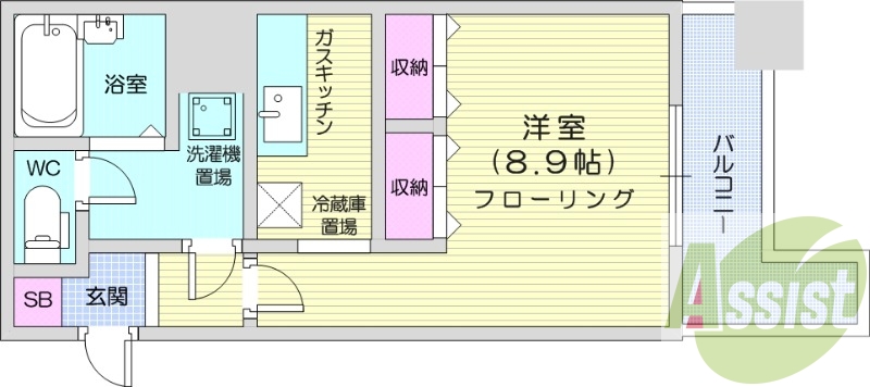 1K、エアコン、モニタ付インターホン、オートロック