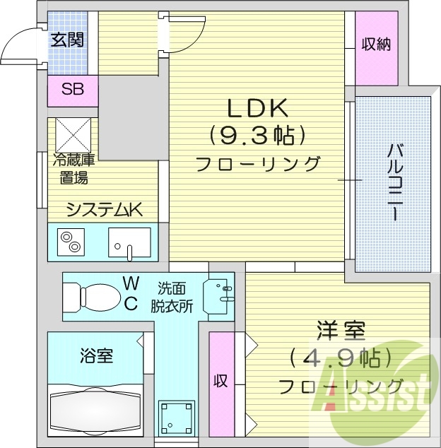 1LDK、オートロック、シャンプードレッサー