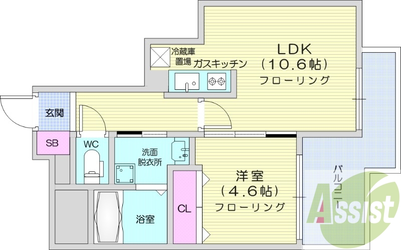 1LDK、モニターホン、灯油暖房、収納、宅配BOX